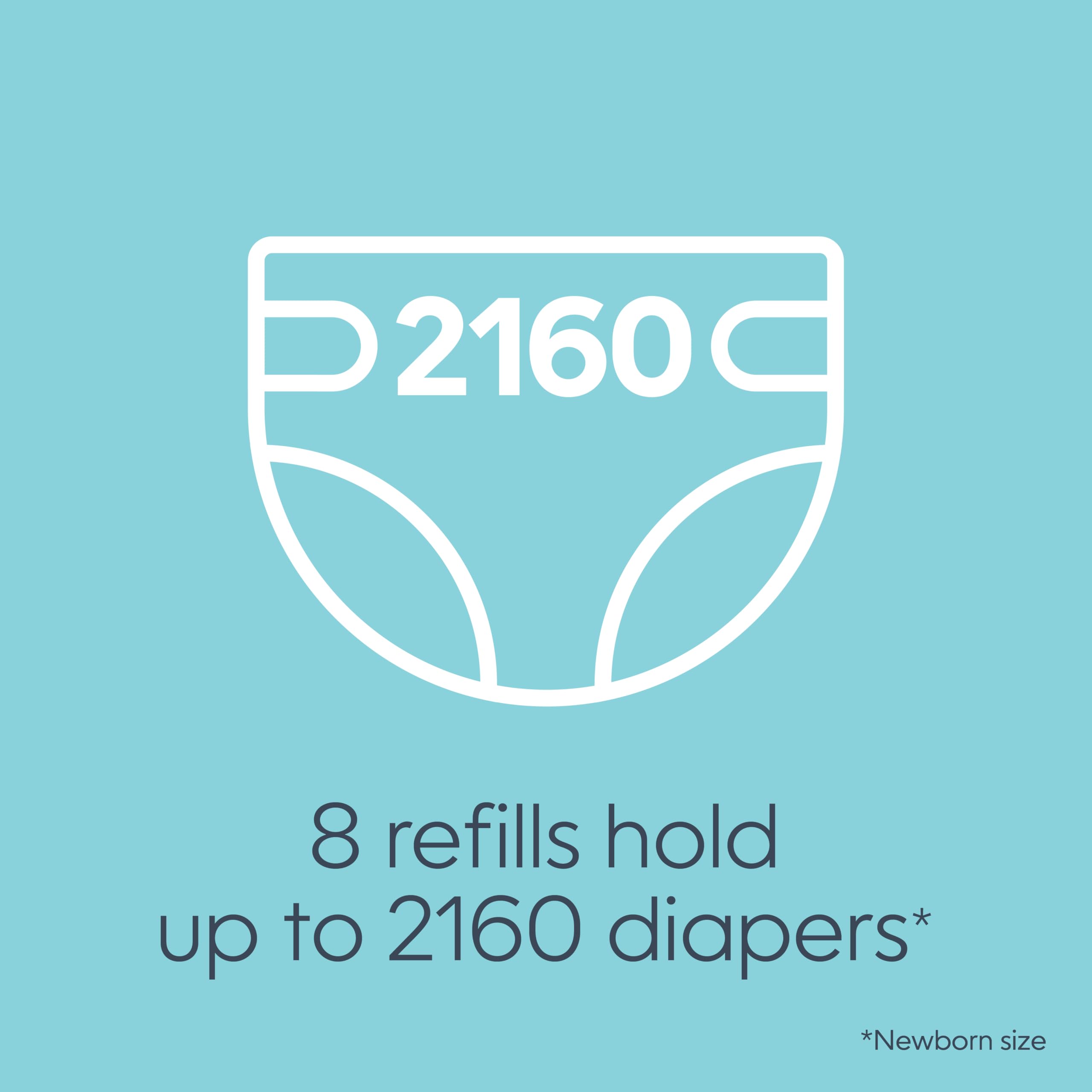Diaper Genie Bags Refills 270 Count (Pack of 8) with Max Odor Lock | Holds Up to 2160 Newborn Diapers