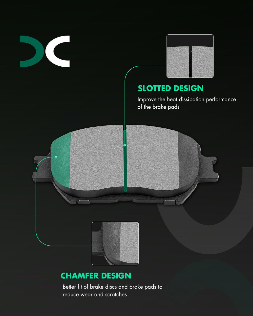 SCITOO D815 D905 Front Rear Ceramic Brake Pads Sets Fit For INFINITI For G35 2003-2005,For Nissan For 350Z 2003-2005 | For Altima 2007-2013 | For Juke 2011-2017 | For Sentra 2007-2012