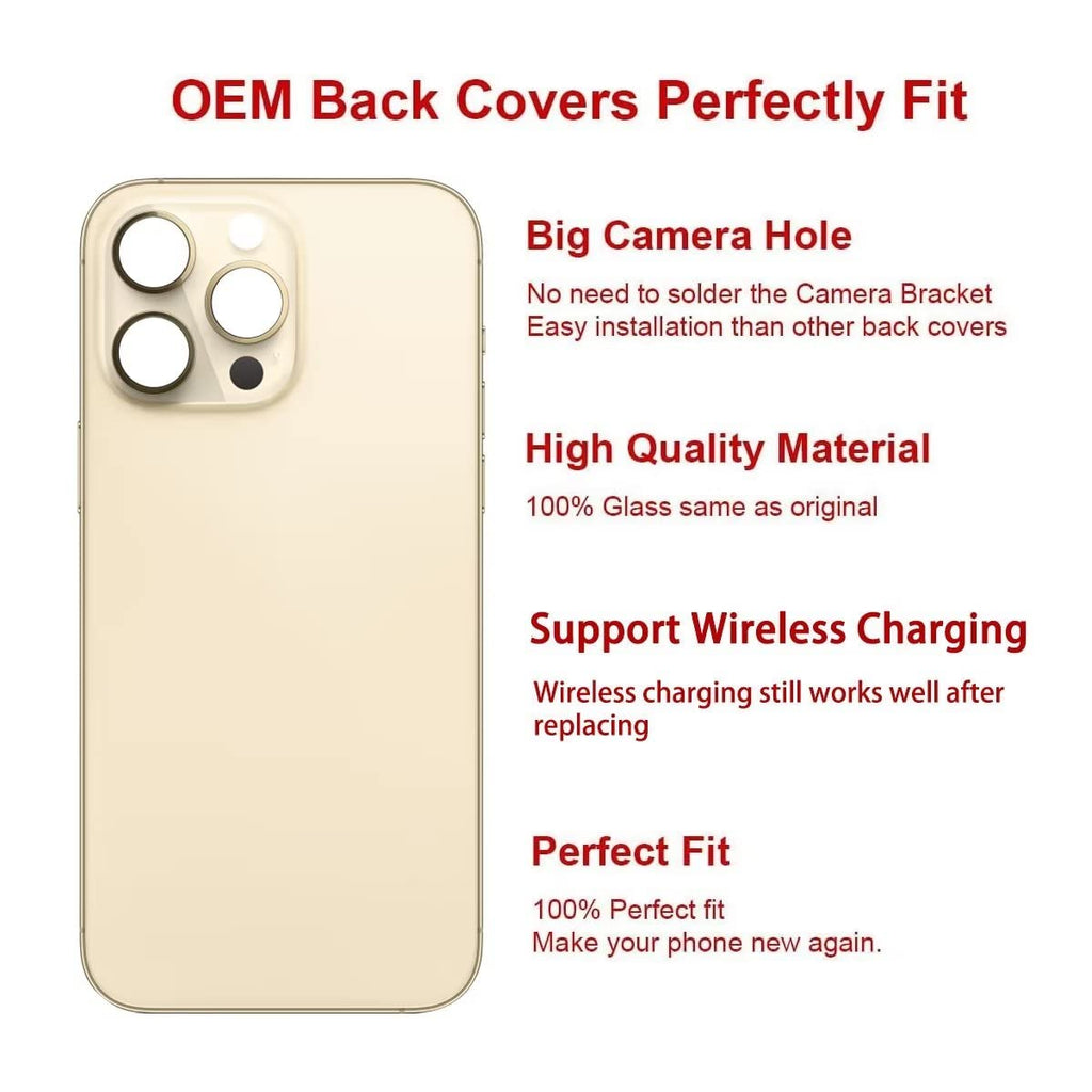 OEM Rear Back Glass Replacement for iPhone 14 Pro Max 6.7 inches with Reparing Toolkit and Pre-Installed Adhesive (Deep Purple)