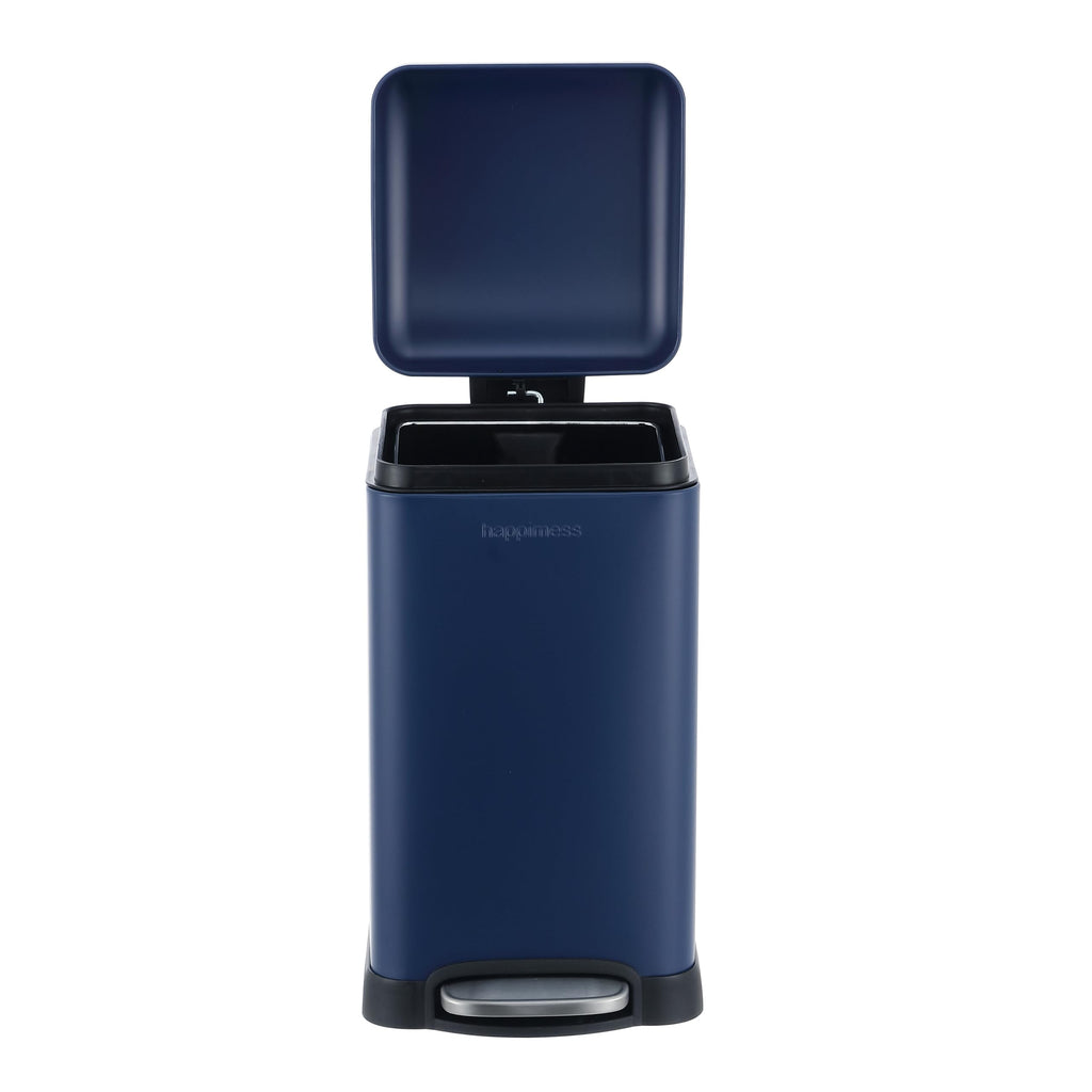 happimess HPM1012B Betty Retro Mini 3.2-Gallon Step-Open Trash Can with Soft-Close Lid, Modern, Minimalistic, Fingerprint Proof for Home, Kitchen, Laundry Room, Office, Bedroom, Bathroom, Black