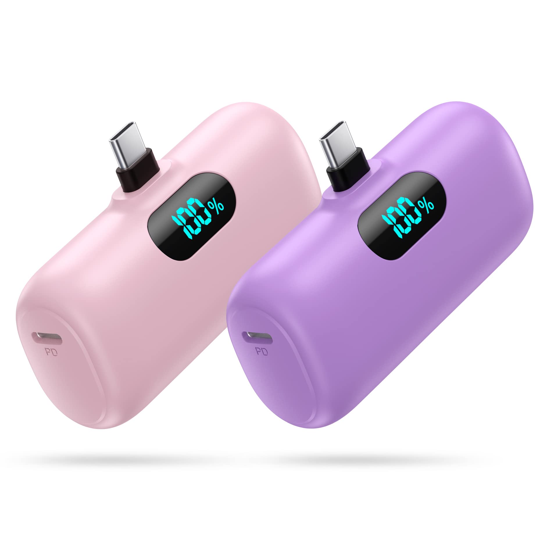 [2-Pack]Portable Charger for iPhone 17/16/15,Mini Power Bank 5000mAh PD USB C Portable Phone Charger,Travel Essential Battery Pack for iPhone 17/17 Air/16/16 pro/15/15 pro Max/Android/Samsung/Moto/LG