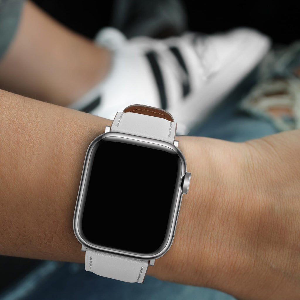 Tasikar Bands Compatible with Apple Watch Band 42mm (Series11/10) 41mm 40mm 38mm Men Genuine Leather Replacement Bands Compatible with Apple Watch SE Series 11 10 9 8 7 6 5 4 3, Black