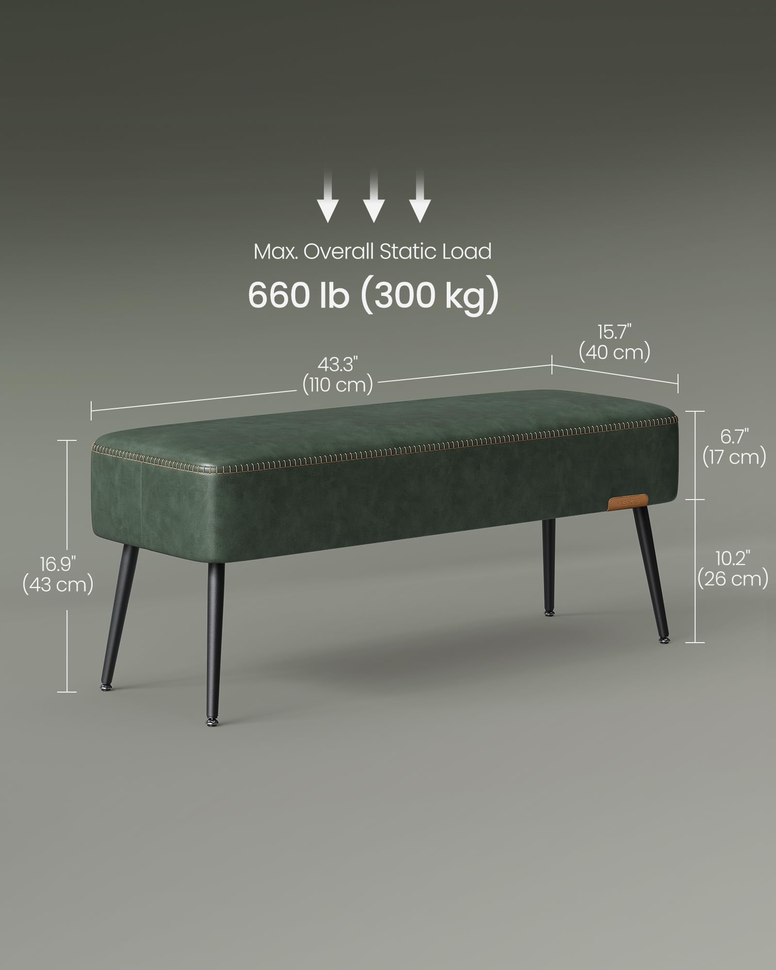 VASAGLE EKHO Collection - Storage Ottoman Bench, Entryway Bedroom Bench, 15 Gallons, Synthetic Leather with Stitching, Mid-Century Modern, Safety Hinges, Loads 660 lb, Caramel Brown ULOM074K01