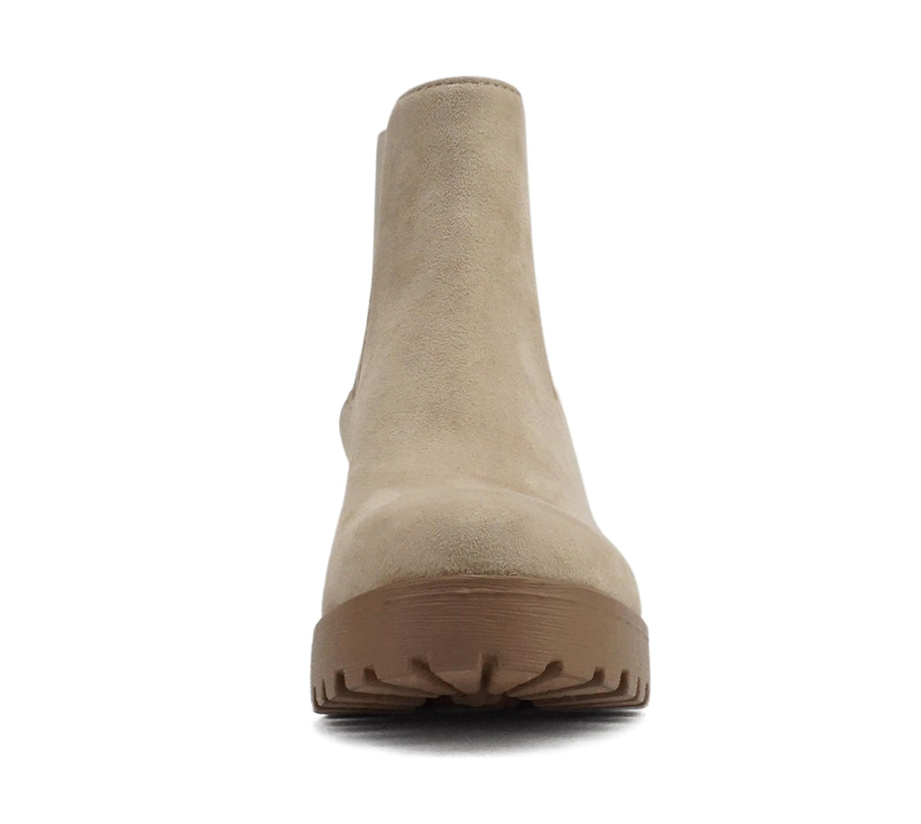 Soda Top Shoes Jaber Ankle Boot W Lug Sole Elastic Gore and Chunky Heel