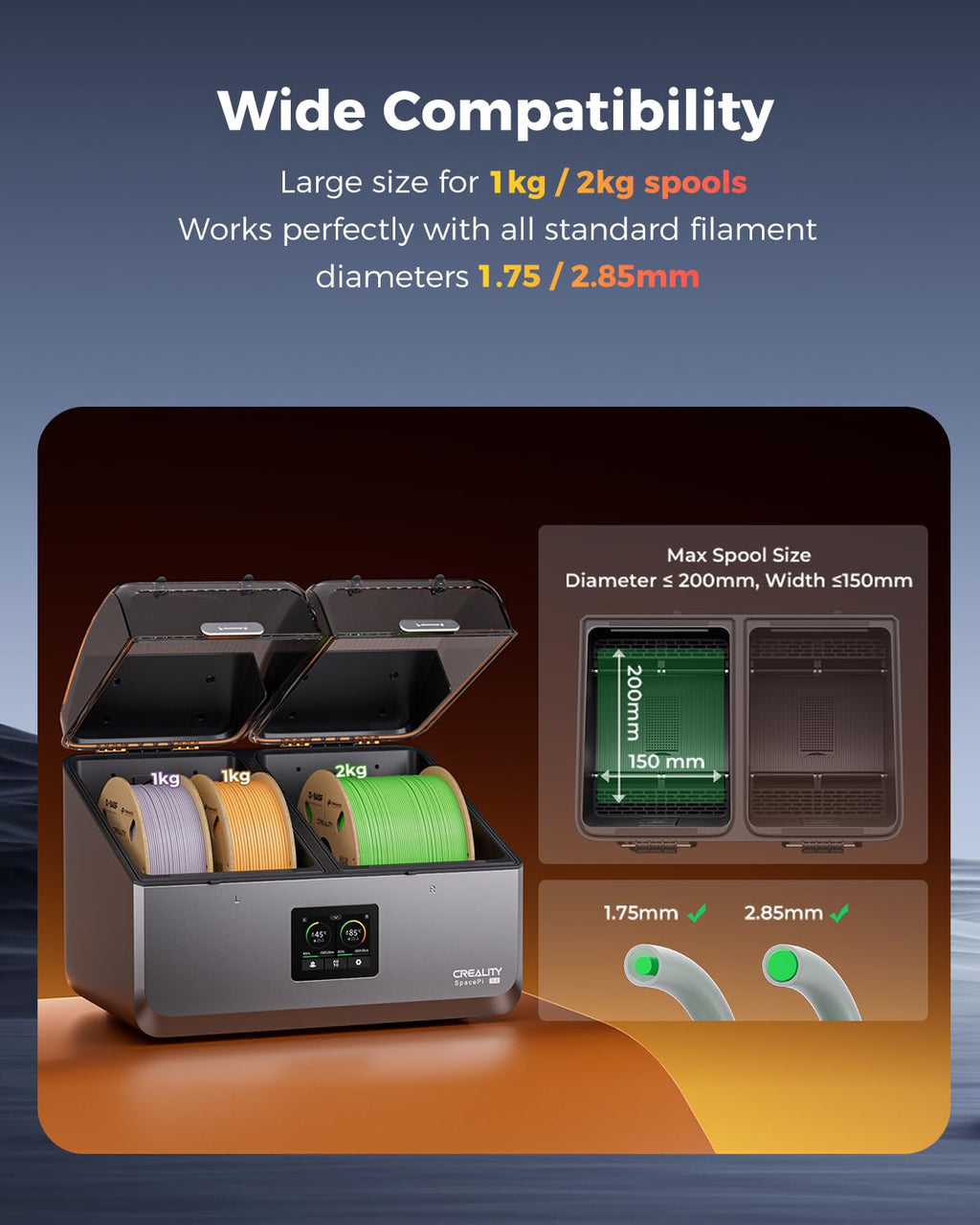 Creality Hyper ABS Filament, Official 3D Printer Filament ABS 1.75mm for Up to 300mm/s High-Speed Printing Convenient Open Printing Material, 1kg(2.2lbs) Spool Fit Most 3D Printer(Black)