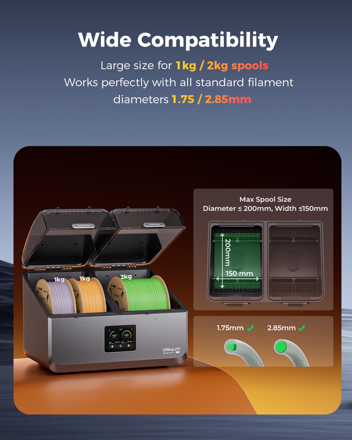 Creality Hyper ABS Filament, Official 3D Printer Filament ABS 1.75mm for Up to 300mm/s High-Speed Printing Convenient Open Printing Material, 1kg(2.2lbs) Spool Fit Most 3D Printer(Black)
