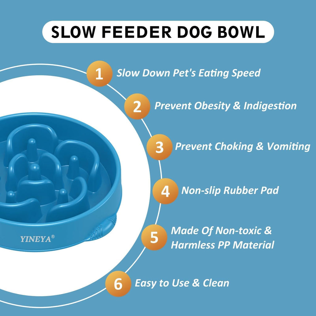 YINEYA 2PCS Anti-Choking Slow Feeder Dog Bowls Small Size Dog, Slow Feeder Cat Bowl, Supplies and Puzzle for Pet