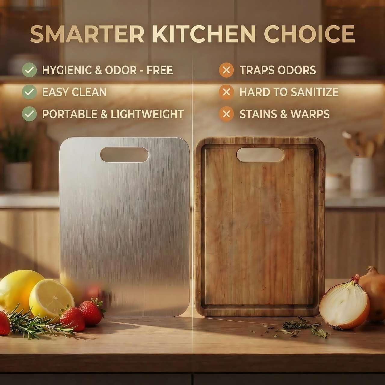 Stainless Steel Cutting Boards for Kitchen, 3 PCS Non Toxic Metal Chopping Board Set, Dishwasher Safe & Warp Proof (15.3"x11", 13.4"x9", 11.8"x7.9" Inch)