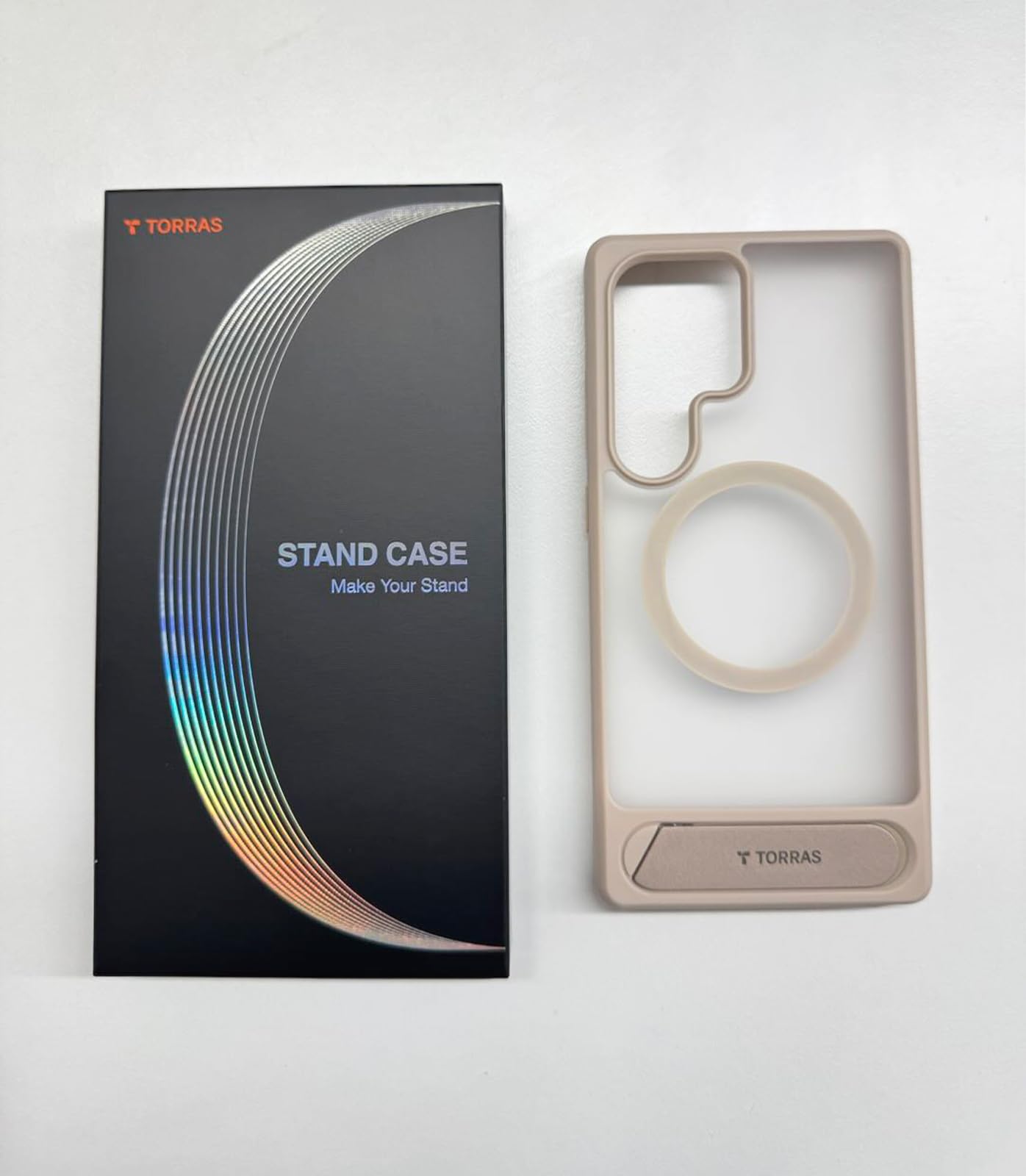 TORRAS Strong Magnetic & Seamless Stand for Samsung Galaxy S24 Ultra Case, Fit for MagSafe, Mil-Grade Drop Protection, Kickstand for Samsung Galaxy S24 Ultra Case, Translucent Back/Black Edge