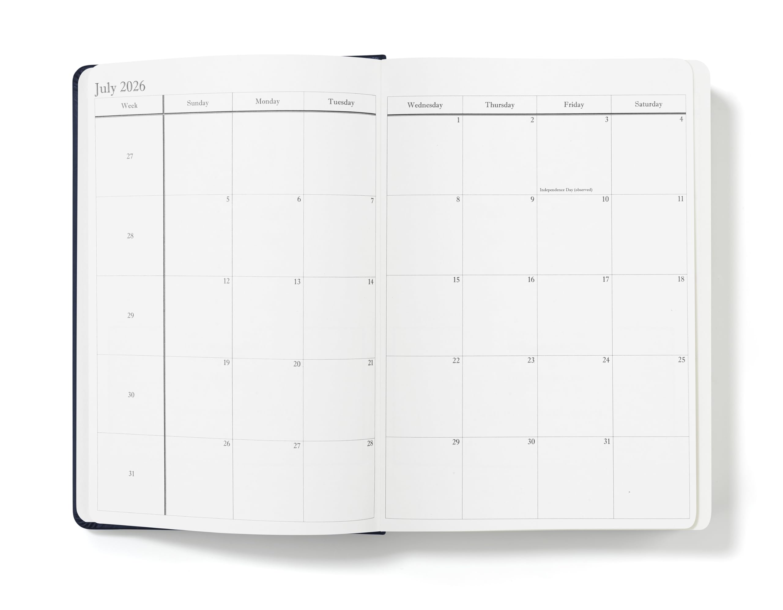 Wykeham's Executive 2026 Daily Journal Planner – US Public Holidays & Format – Customization Available (Brown, 6" x 4.5")