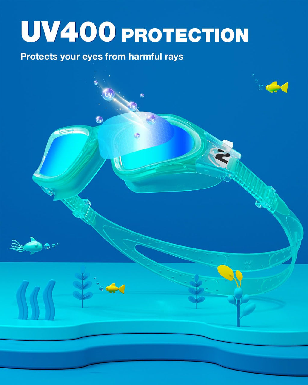 ZIONOR Kids Swim Goggles, G1MINI SE No Leak Anti-Fog Goggles for Kids 6-14, Soft Silicone Comfort Fit, Easy Adjust Strap