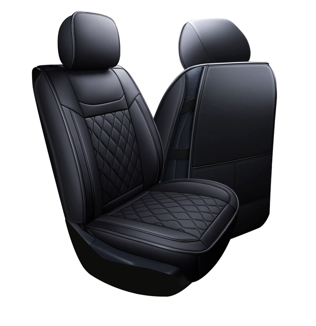 Huidasource Grand Cherokee Seat Covers, 2 Pieces Waterproof Leather Customized Car Seat Cushion Covers Protectors Compatible with Jeep Grand Cherokee 2011-2022 (2Pcs Front/Black)