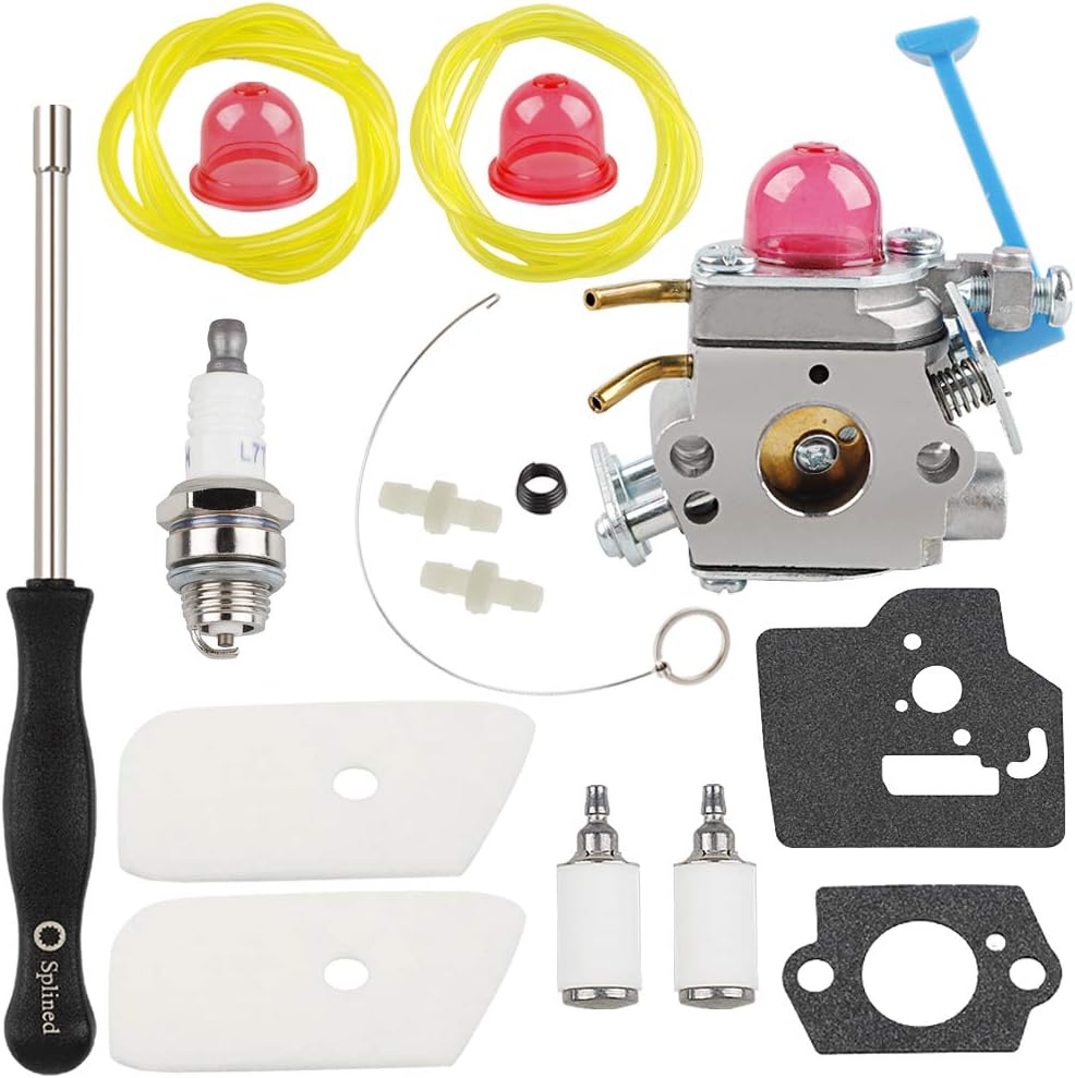 HUZTL 128LD Carburetor Tune Up Kit for Husqvarna 128CD 128L 125L 128LX Gas Trimmer Replaces 545081848 with Air Filter Fuel Line Kit