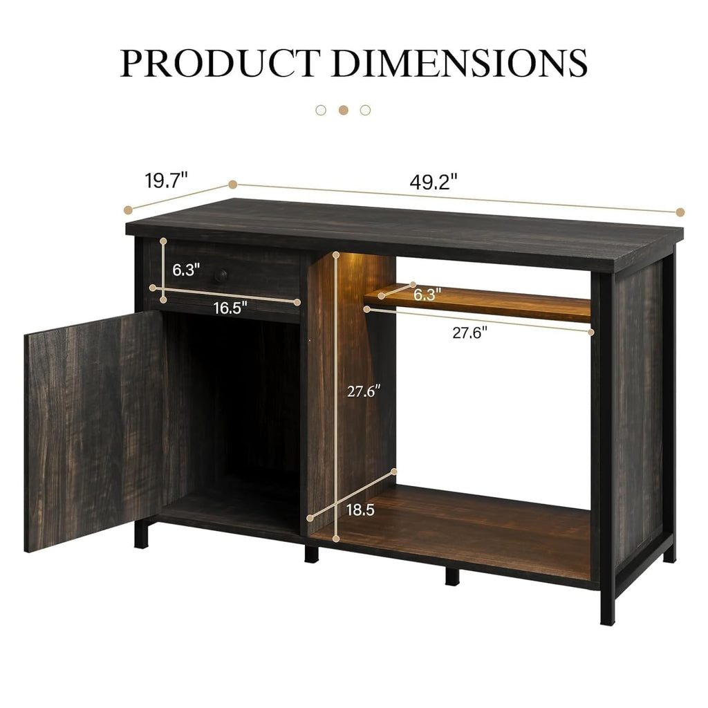 4ever2buy 55-75 Gallon Fish Tank Stand with Power Outlets, LED Light, Heavy Duty Aquarium Stand with Cabinet for Fish Tank Accessories Storage, for Turtle Tank, Reptile Terrarium, 1100LBS, Black