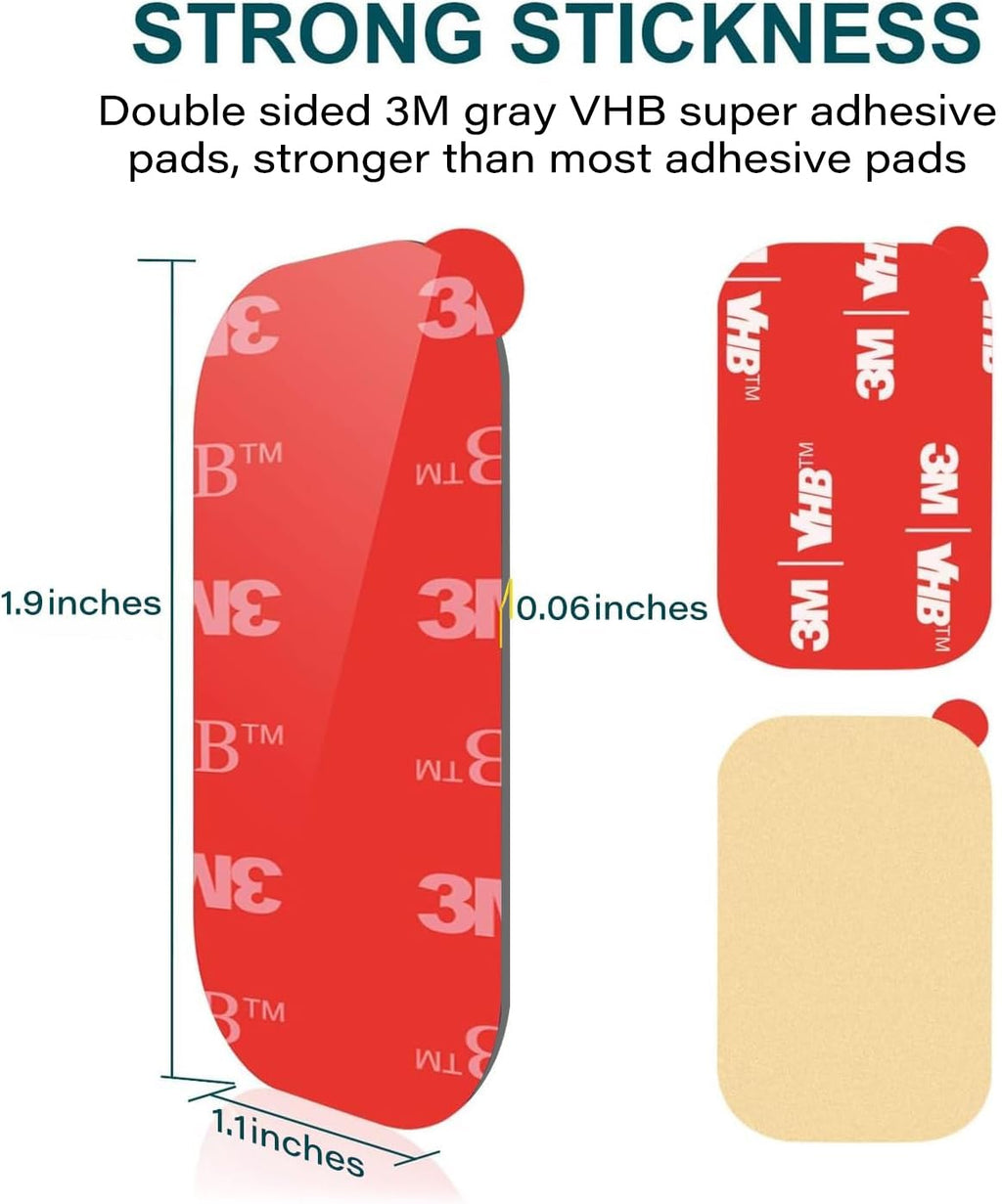 APPS2Car 3M VHB Adhesive Pads Replacement Tape, 4-Pack Double-Sided Mounting Pads for Magnetic Car Phone Mount, Sticky Sticker Tapes for Dashboard & Windshield Mounts - Grey
