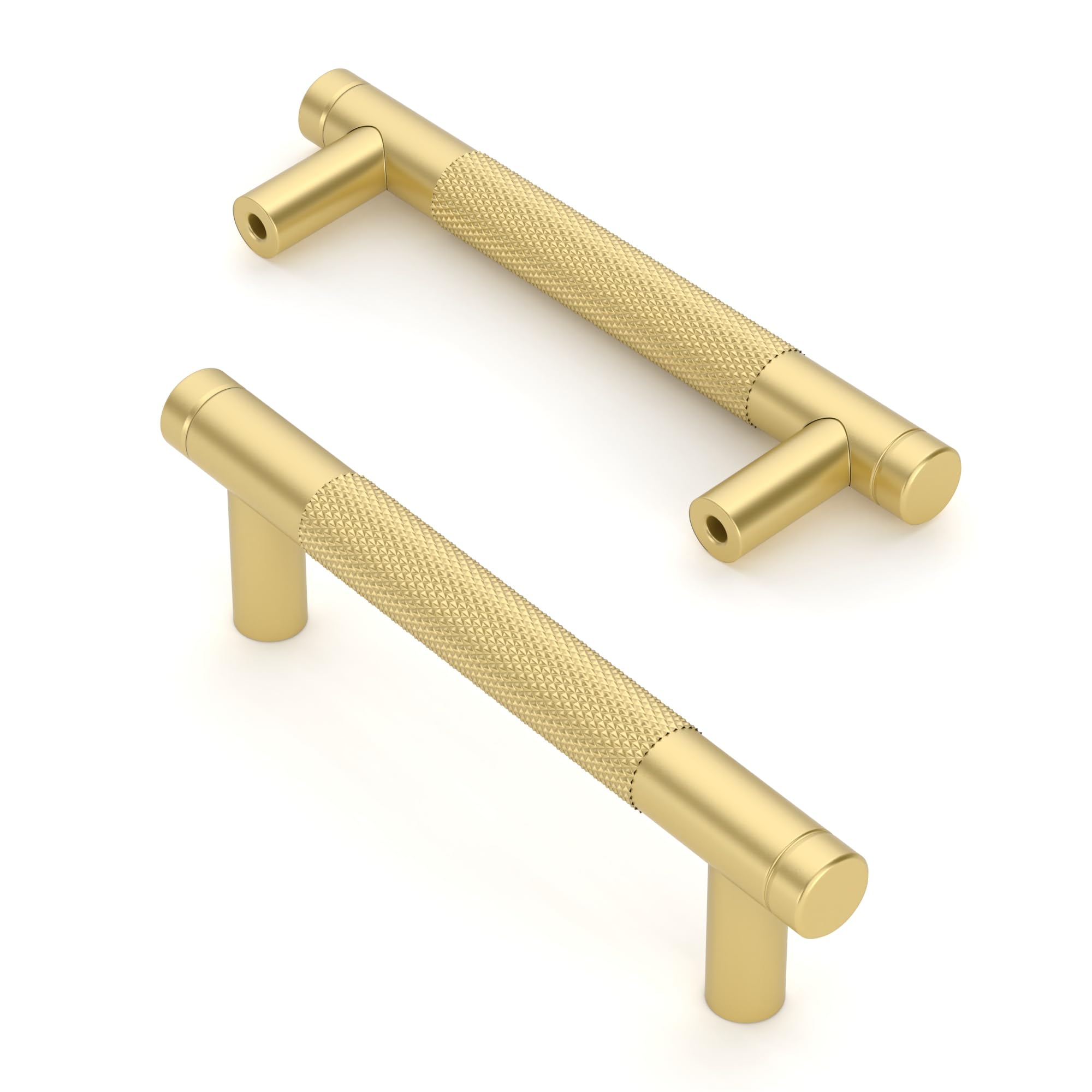 Asidrama 10 Pack 3 Inch(76mm) Matte Black and Champagne Bronze Cabinet Pulls Knurled Cabinet Handles Cupboard Handles Kitchen Cabinet Hardware for Cupboard Drawer Pulls