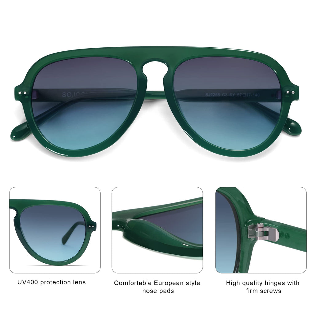 SOJOS Retro Aviator Sunglasses Womens Mens Vintage Plastic Frame Shades Lentes De Sol Para Mujer SJ2255
