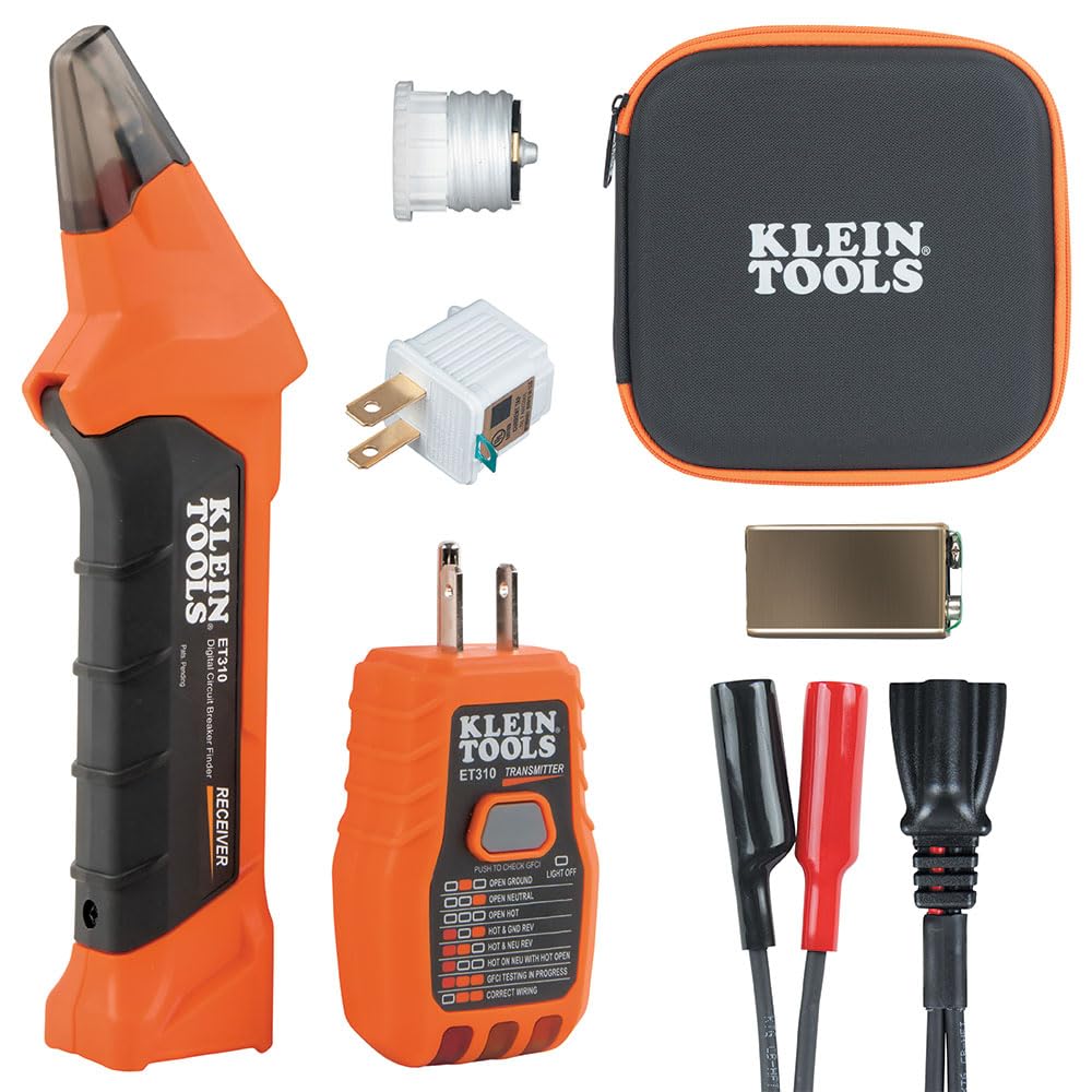 Klein Tools 80016 Circuit Breaker Finder Tool Kit with Accessories, GFCI Outlet Tester, 2-Piece Set, Includes Cat. No. ET310 and Cat. No. 69411