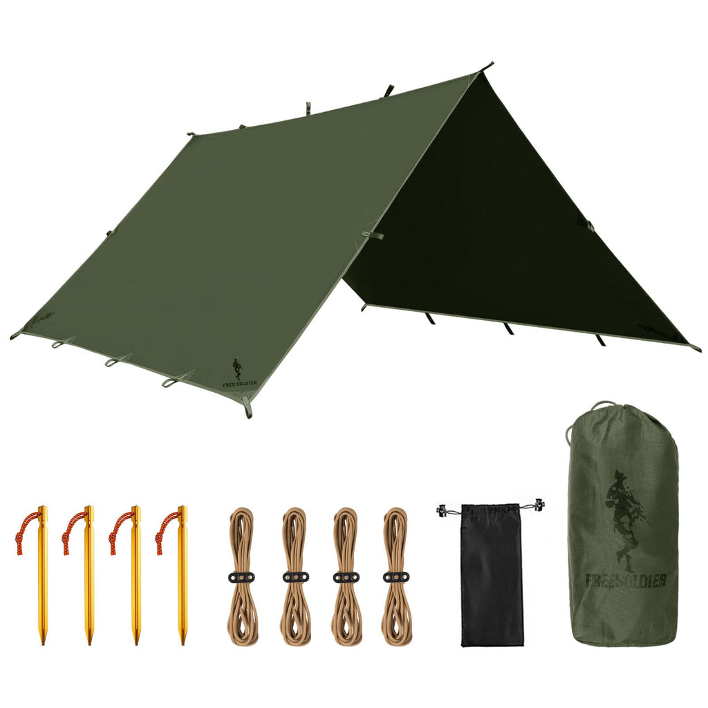 Free Soldier Waterproof Portable Tarp Multifunctional Outdoor Camping Traveling Awning Backpacking Tarp shelter Rain Tarp