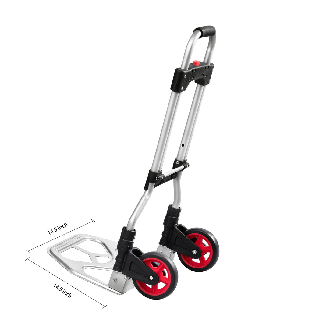 LEADALLWAY Hand Truck Aluminum Foldable Hand Cart with 6" Wheels 220 lbs Capacity