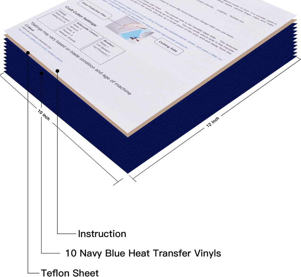 JANDJPACKAGING Baby Blue Heat Transfer Vinyl HTV - 10 Sheets Easy to Weed T-Shirt Iron on Vinyl Compatible with Cricut Cutting Machine & Silhouette Cameo, All Craft Cutters