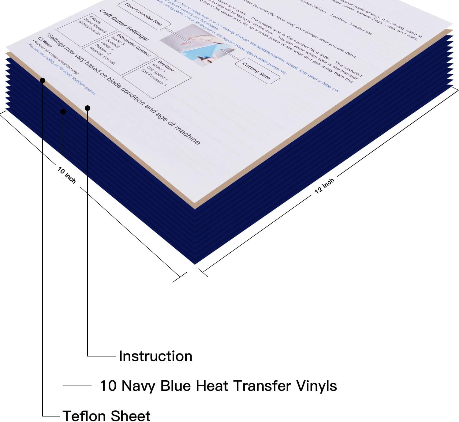 JANDJPACKAGING Baby Blue Heat Transfer Vinyl HTV - 10 Sheets Easy to Weed T-Shirt Iron on Vinyl Compatible with Cricut Cutting Machine & Silhouette Cameo, All Craft Cutters