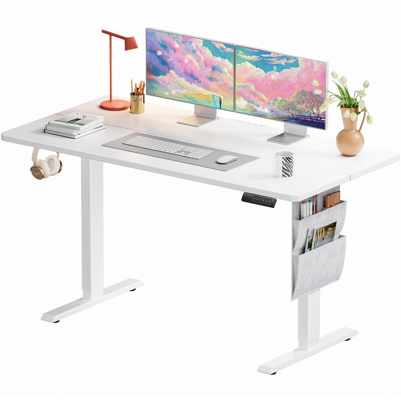 Marsail Standing Desk,Home Office Adjustable Heights Desk,Stand Up Desk,63x24 Inches Desktop Sit Stand Gaming Computer Desk for Study,Writing with 4 Memory Presets,Headphone Hook,Cable Organizer