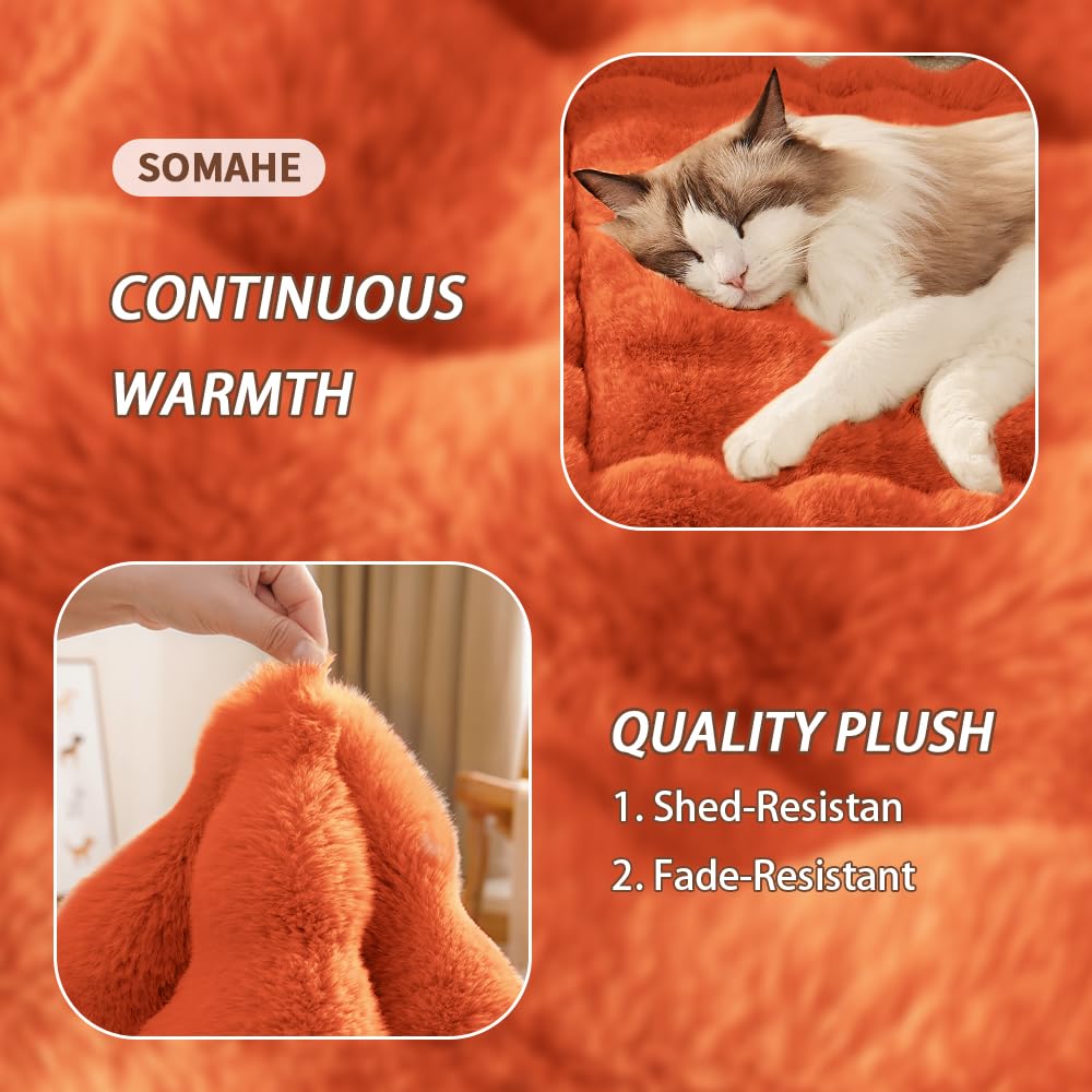 SOMAHE Cat Bed Mat, Soft Plush Faux Fur Kneading Pet Bed, Machine Washable Cat Sleeping Pad for Indoor Cats & Kittens, Non-Slip Fluffy Cat Rug for Couch Sofa Floor, 23x15 Inch Grey