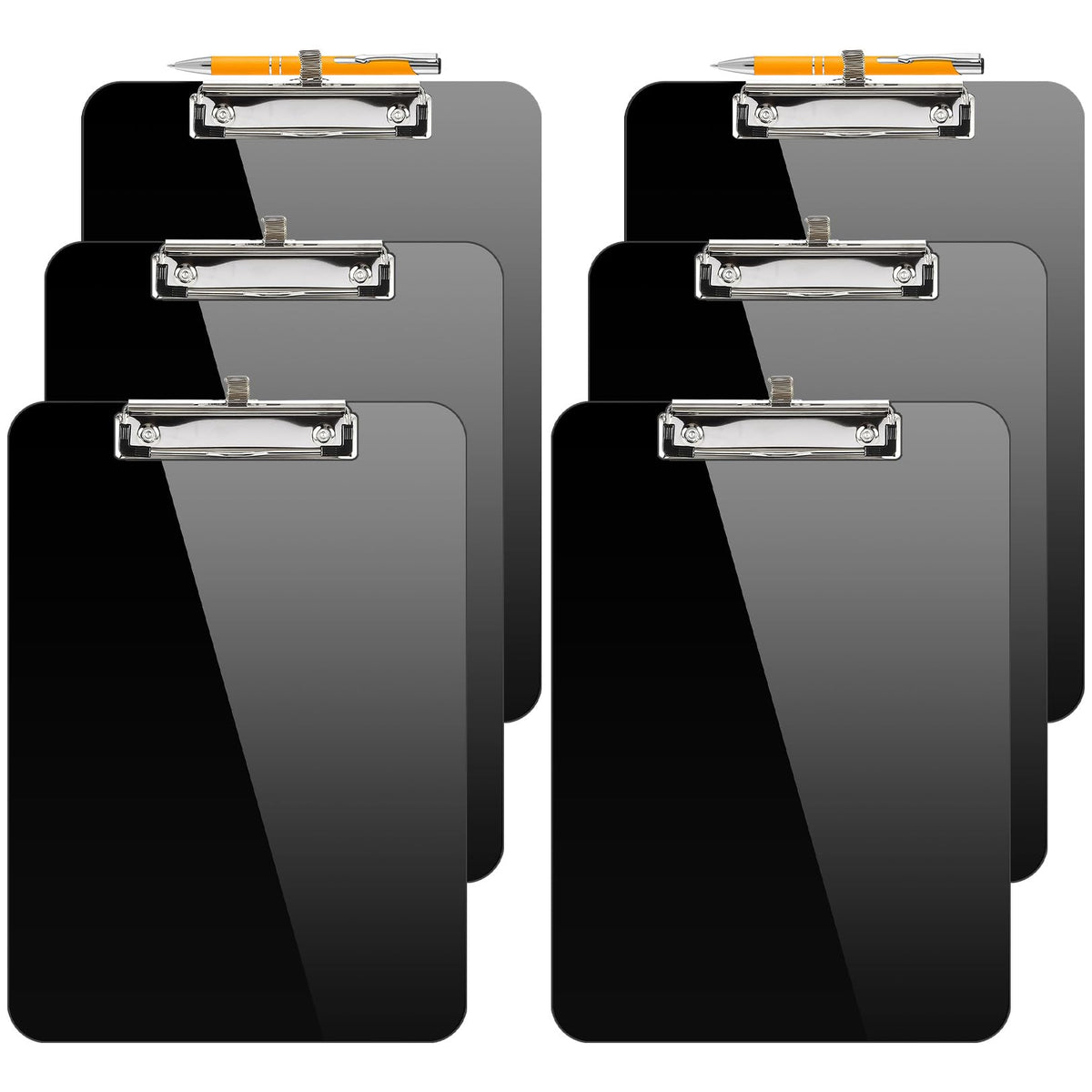 Sooez Plastic Clipboard with Pen Holder, [10% Thicker] Clip Boards 8.5x11 with Low Profile Clip, Cute Hanging Clipboard, Standard Letter Size A4 for Women Teacher, Office & School Supplies, Black