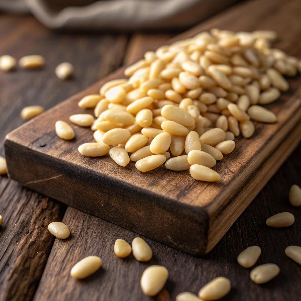 Premium Raw Pine Nuts 8oz Non-GMO, No Additives Batch Tested Gluten & Peanut Free, Resealable Pouch for Freshness, Unsalted Pine Nuts - Perfect for Pesto, Salads, Gourmet Cooking and Baking