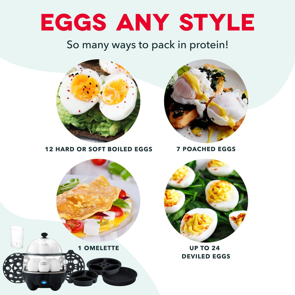 Dash Deluxe Egg Cooker - Boiler, Poacher & Steamer - Includes Measuring & Recipe Guide - Dishwasher Safe - BPA Free - Holds 12 Eggs, Aqua