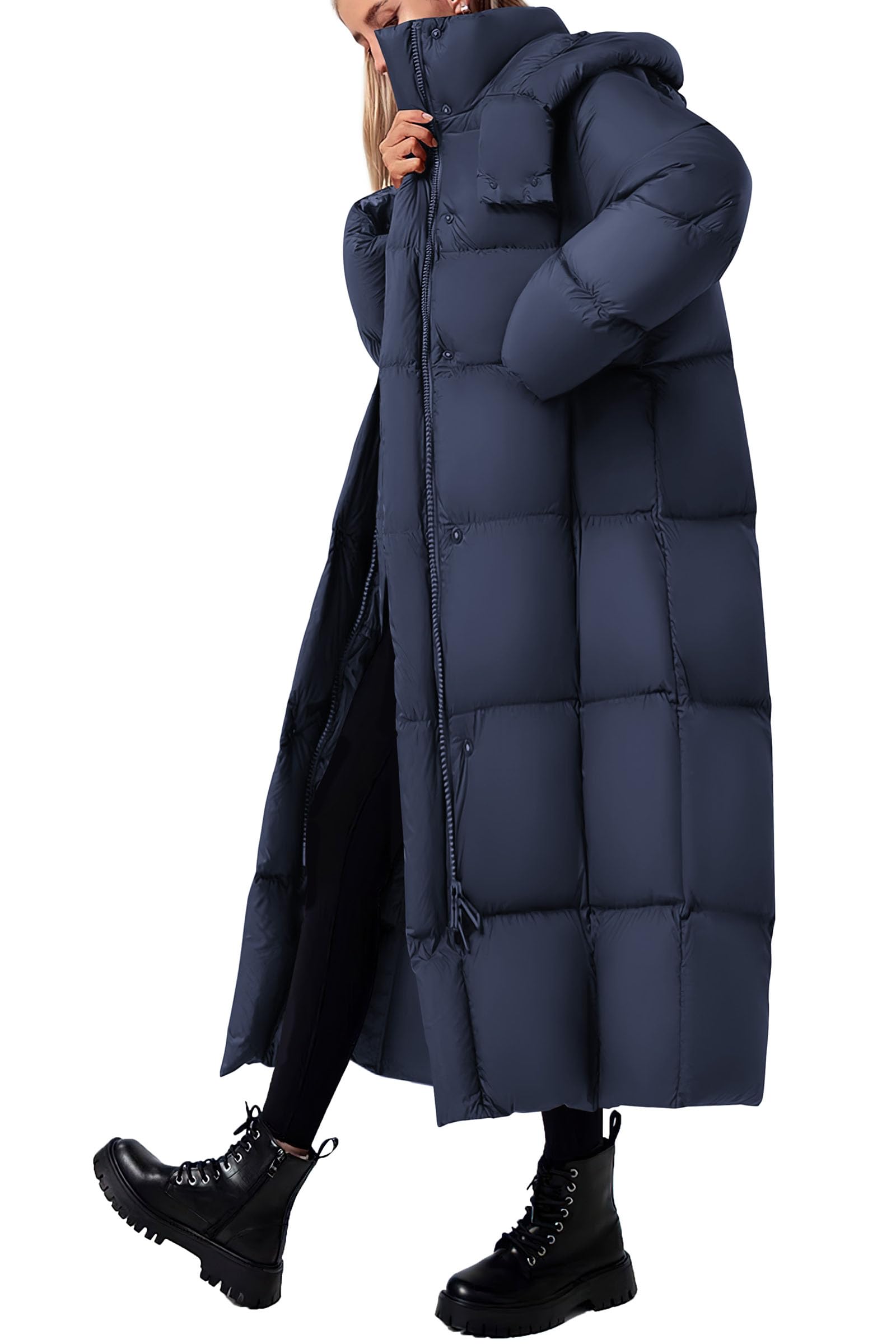 PRETTYGARDEN Women's Winter Long Puffer Coats Hooded Zip Up Casual Thickened Down Jackets Trendy Warm Clothes Outerwear