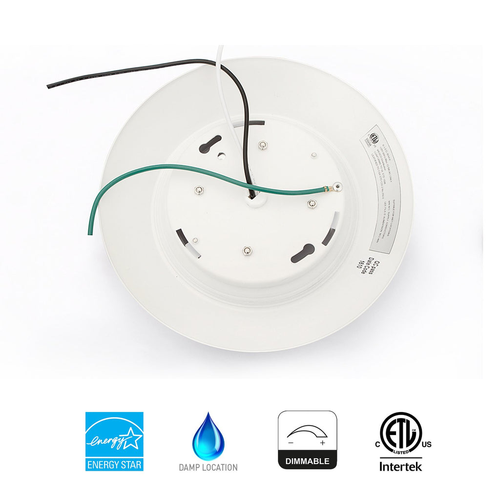 6 Inch LED Low Profile Disk Light with Night Light, 120VAC, 15W, 5CCT Color Changing, 1000LM, Dimmable, ETL, Shower Wet Rated Screw in Flush Mount Ceiling Light, White/1 Pack