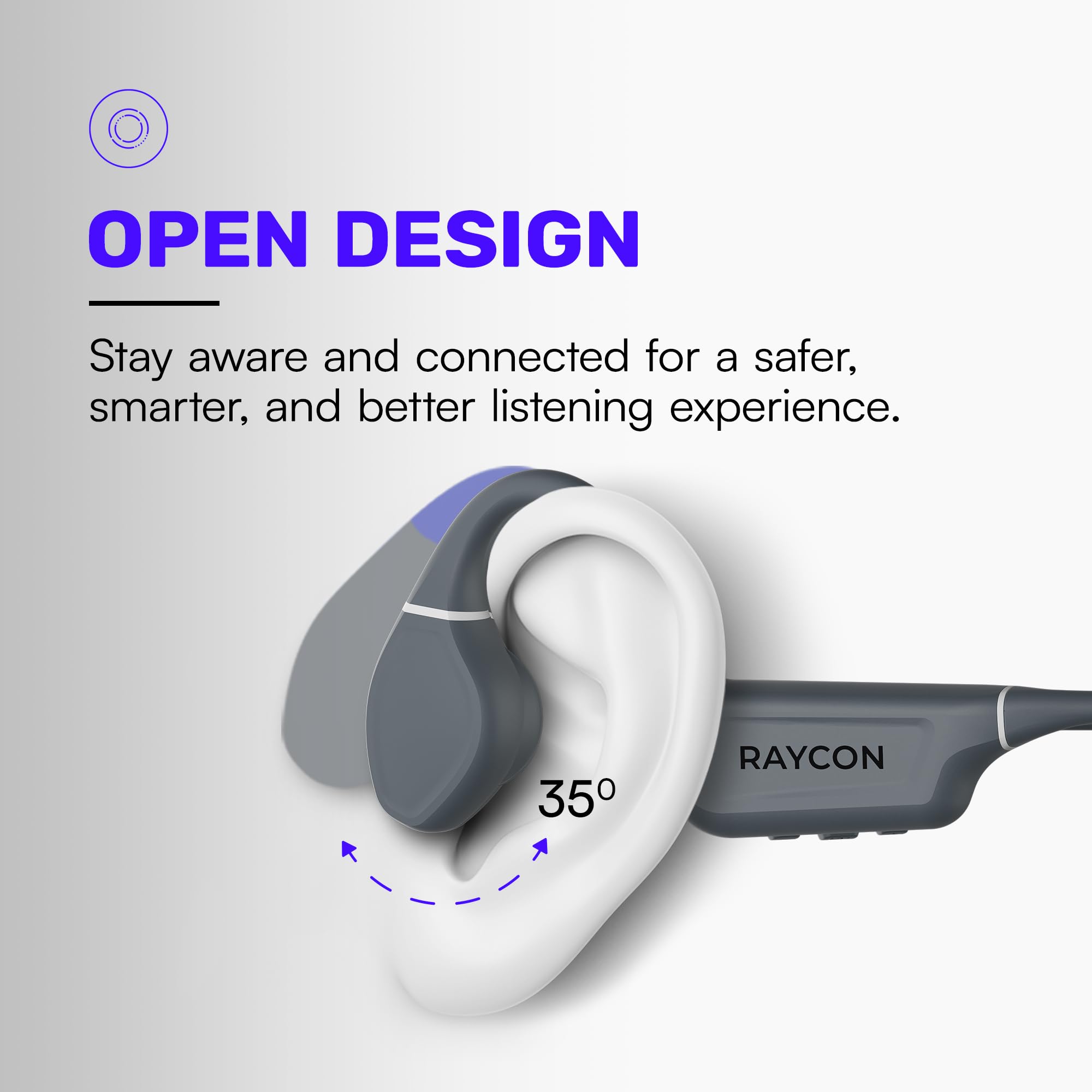 Raycon Bone Conduction Headphones Bluetooth - Open Ear Running Headphones, Sweat & Water-Resistant Earbuds with Mic for Sports & Workouts, 13hr Playtime (Blue)