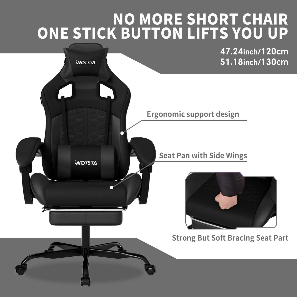 Gaming Chair with Footrest,High Back with Massage Reclining Computer Chair， Big and Tall Racing Gaming Chair Ergonomic Game Chair for Adults PVC Leather (Red)