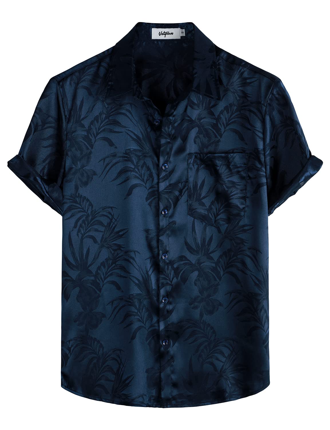 VATPAVE Mens Summer Jacquard Regular Fit Shirts Casual Button Down Short Sleeve Beach Tops with Pocket
