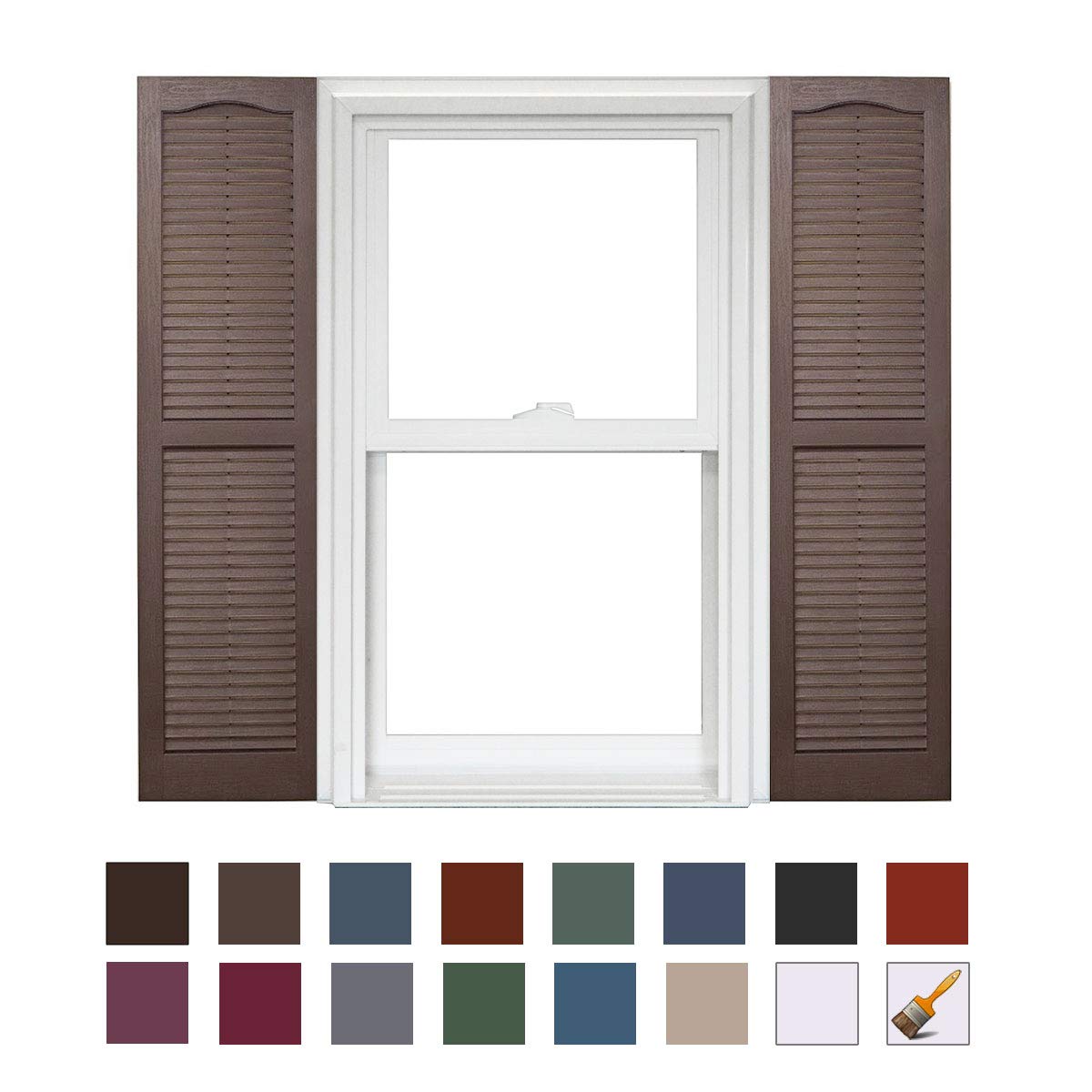Homeside Open Louver Shutter 1 Pair 14-1/2in. x 25in. 330 Berry - Premium Exterior Vinyl | Classic Slatted Design | Fade-Resistant Color-Through | Easy Installation | Made in USA