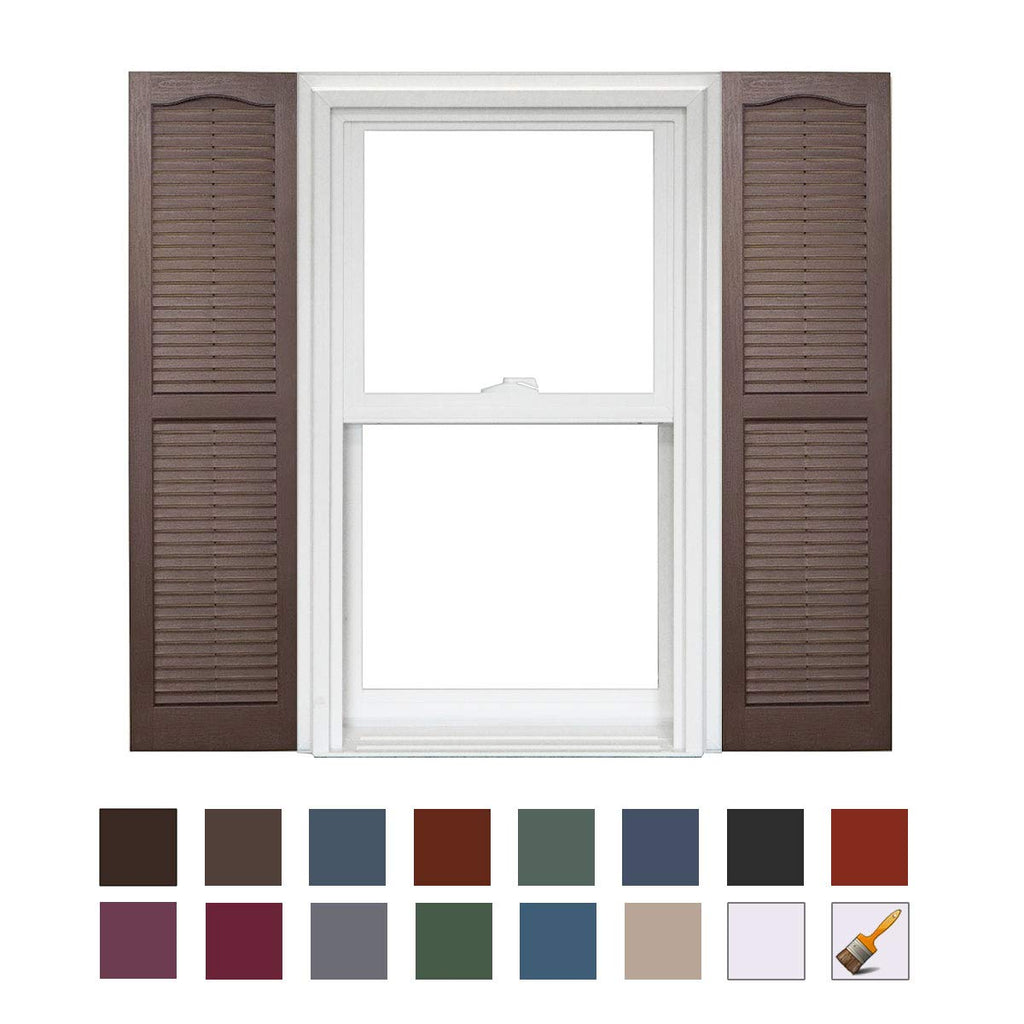 Homeside Open Louver Shutter 1 Pair 14-1/2in. x 25in. 330 Berry - Premium Exterior Vinyl | Classic Slatted Design | Fade-Resistant Color-Through | Easy Installation | Made in USA
