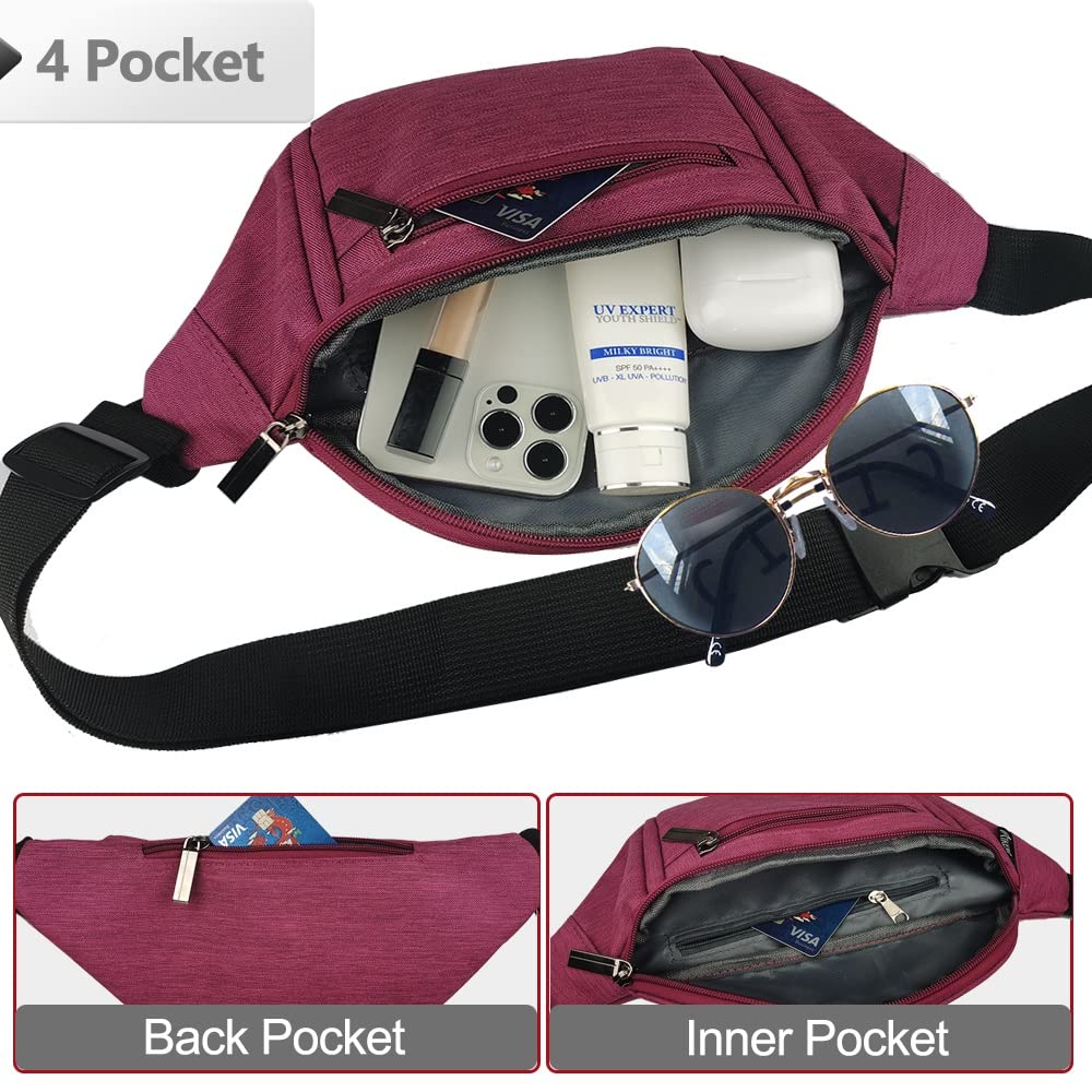 Fanny Pack for Men Women,Crossbody Waist Bag Pack,Belt Bag for Travel Walking Running Hiking Cycling,Easy Carry Any Phone,Wallet (Black)