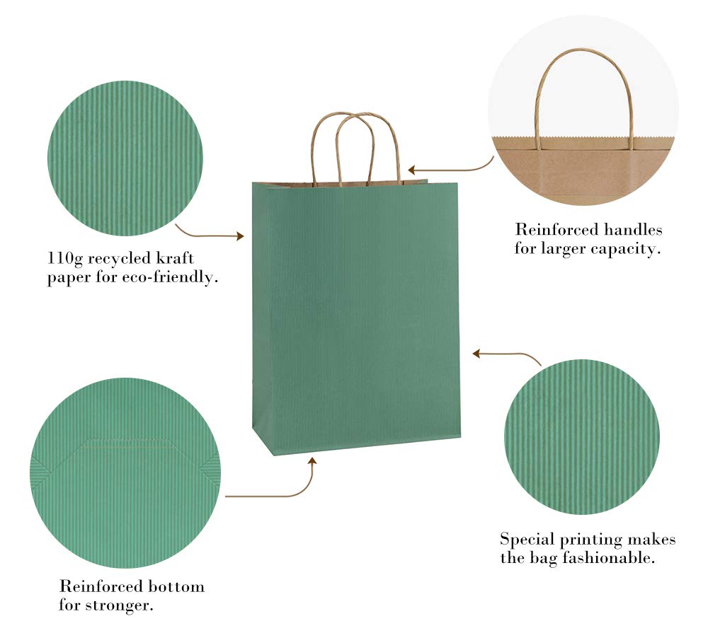 BagDream Gift Bags 10x5x13 25Pcs Kraft Paper Shopping Bags with Handles, for Gifts, Business, Merchandise, Retail, Party Favor, Black Recycled Paper Sacks