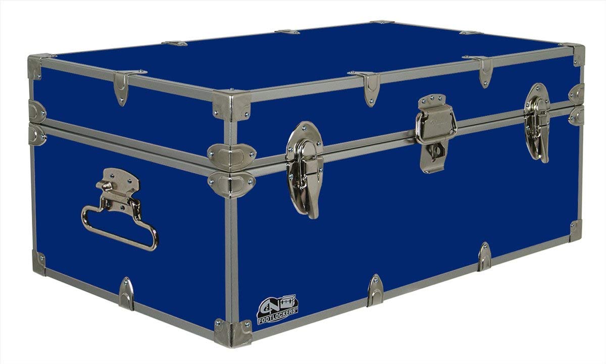 C&N Footlockers - Full-Size Happy Camper Trunk - #1 Summer Camp Trunk - Made in the USA - Steel Footlocker with Lid Stay - 32 x 18 x 13.5 Inches (Dark Green)