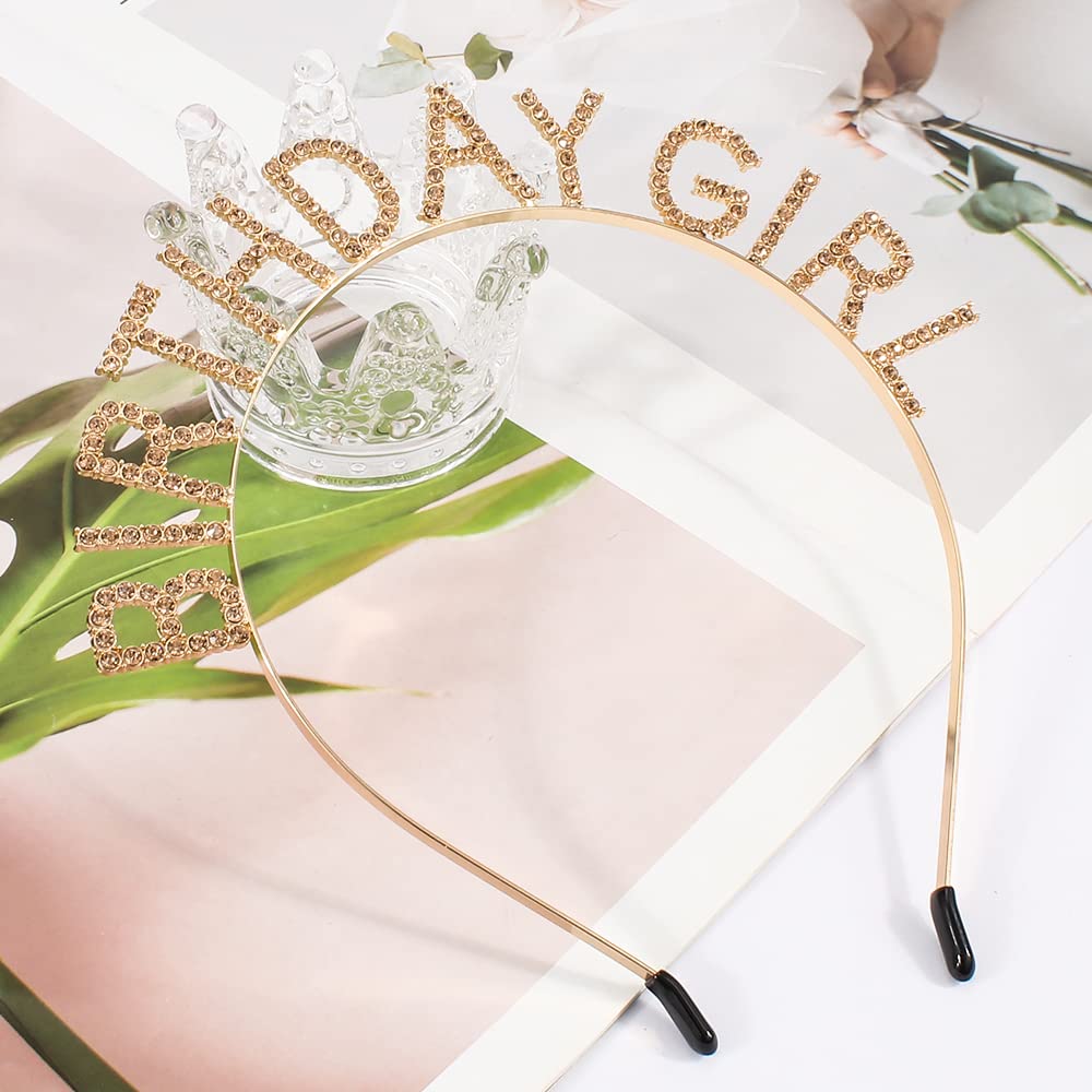 AOPRIE Birthday Girl Headband - Baroque Tiara for Women & Girls, Princess Crown Rhinestone Accessory