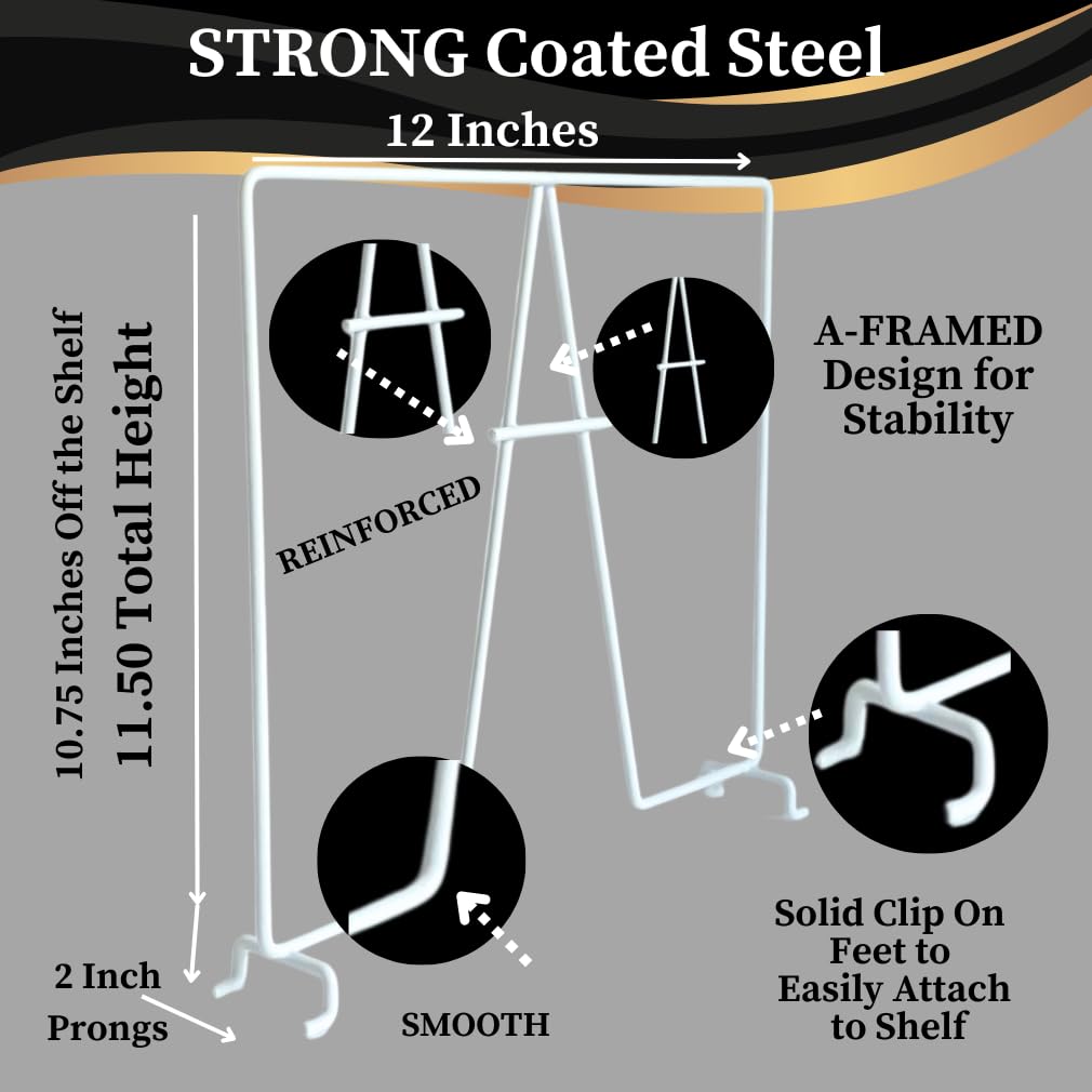 Evelots Wire Shelf Dividers - Extra Closet Organization and Storage for Home or Office -4 Pack- New Removable Hooks - Tall Shelf Separators - Easy to Clip -No Tool- Sturdy Coated Steel - 12 Inch Tall