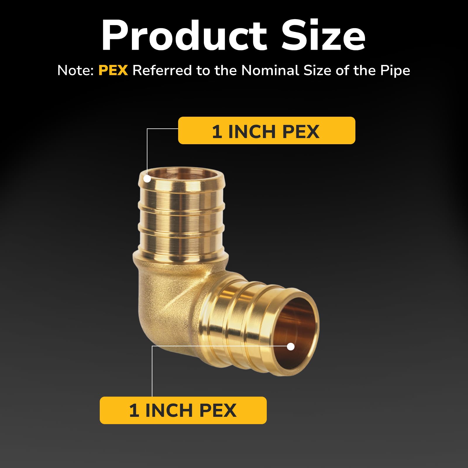 Pex Fittings 1", Pex 90 Degree Elbow, NSF & UPC Certified, Heavy Duty Brass Crimp Fittings for Pipe Plumbing, 10 Pack