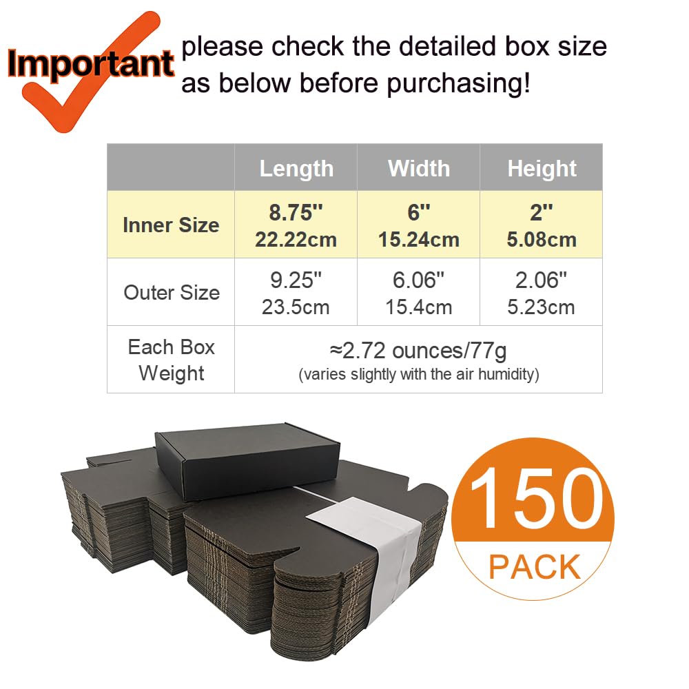 4x4x1'' Small Shipping Boxes 25 Pack, Corrugated Cardboard Mailers for Business, Black (CM441B25)