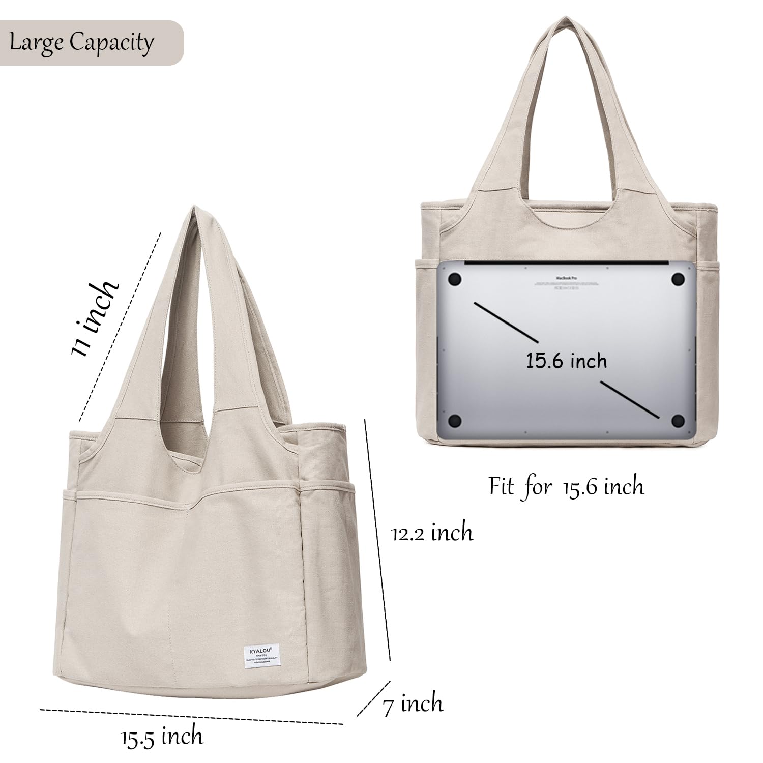 KYALOU Utility Large Tote Bag, Women Casual Shoulder Bags for Work School Gym Beach Travel Shopping Grocery | Utility