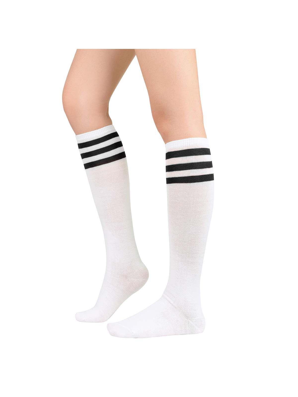 Century Star Knee High Striped Socks for Women - Long Thin Tube Sports Thigh High Socks Tall Stockings