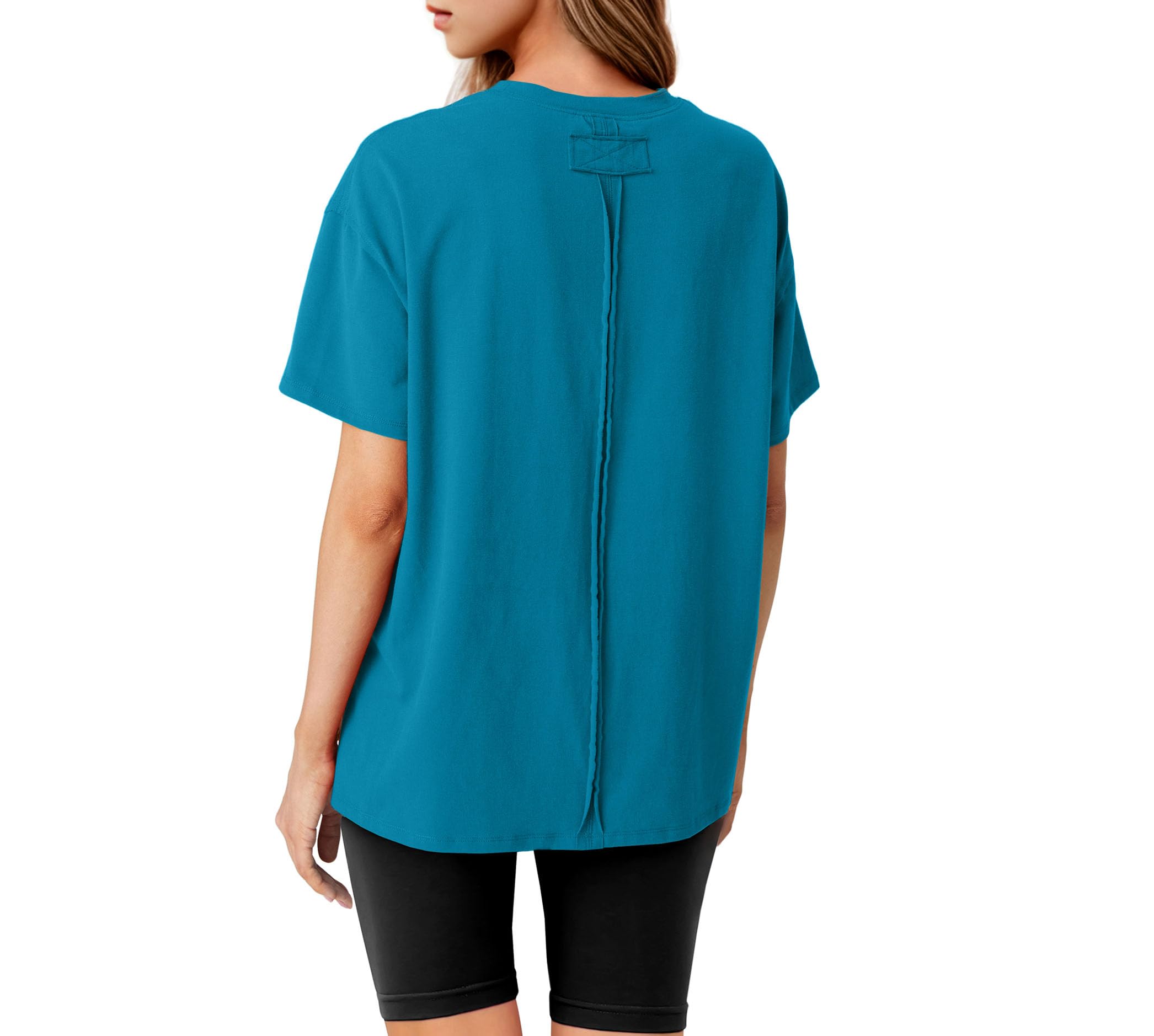 Lepunuo Oversized T Shirts for Women Summer Tops 2024 Trendy Cotton Casual Loose Fit Short Sleeve Side Slit Tee Shirts
