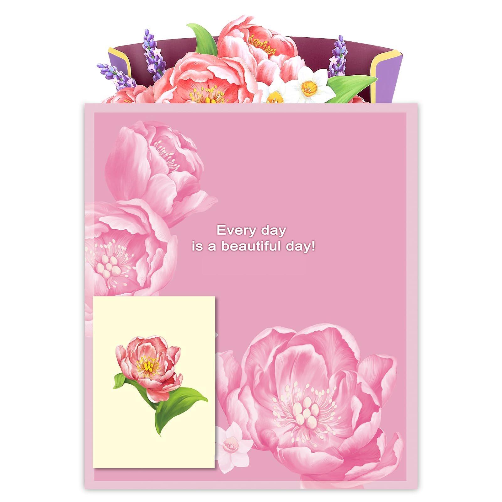 Airpark 3D Pop Up Paper Flowers Bouquet Card 12’‘ with Note & Envelope, Birthday Gifts, Get Well, Thank You, Greeting Cards for Women Mom Wife Friends, Daisies and Butterflies
