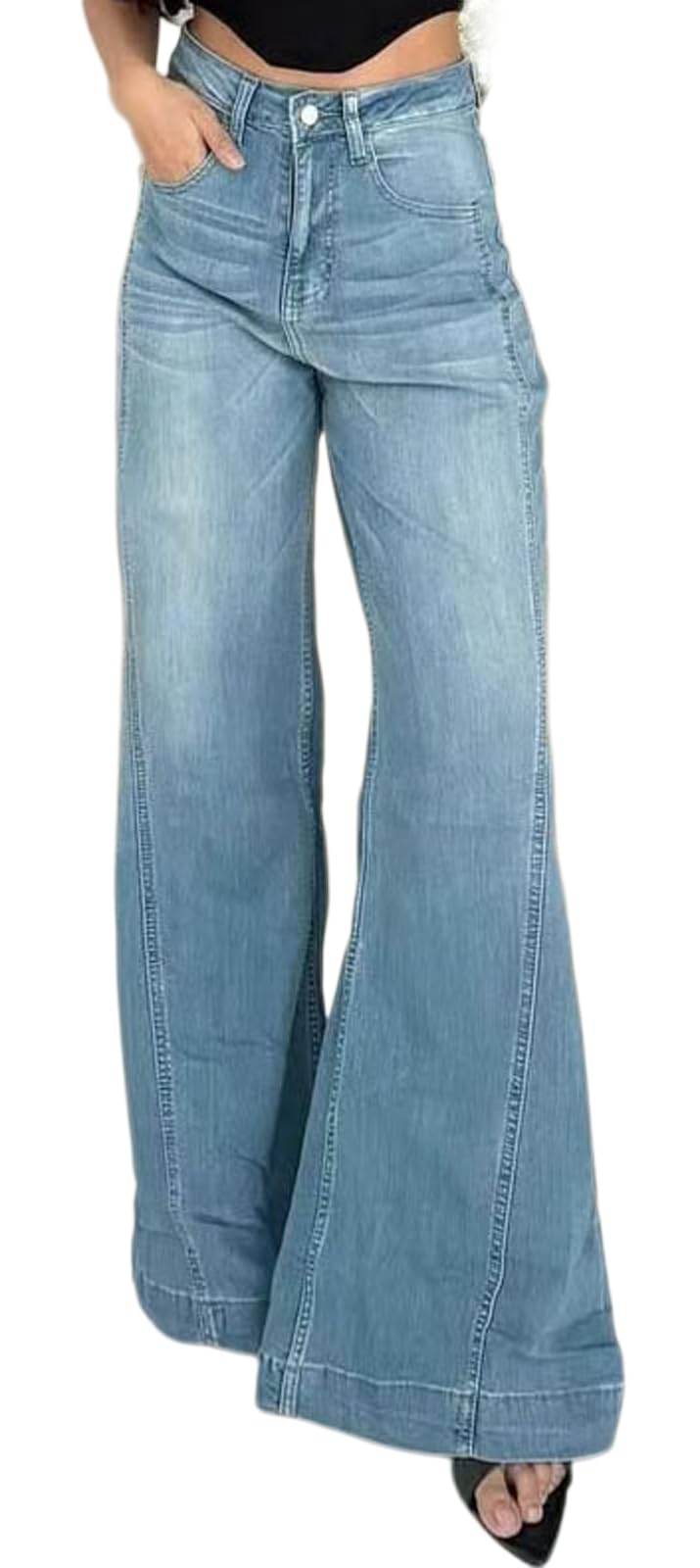Bell Bottom Jeans for Women Ripped High Waisted Classic Flared Denim Pants